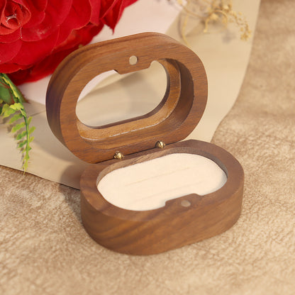 Walnut Wood Jewelry Storage Box with Oval Window
