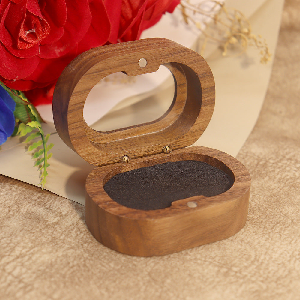Walnut Wood Jewelry Storage Box with Oval Window