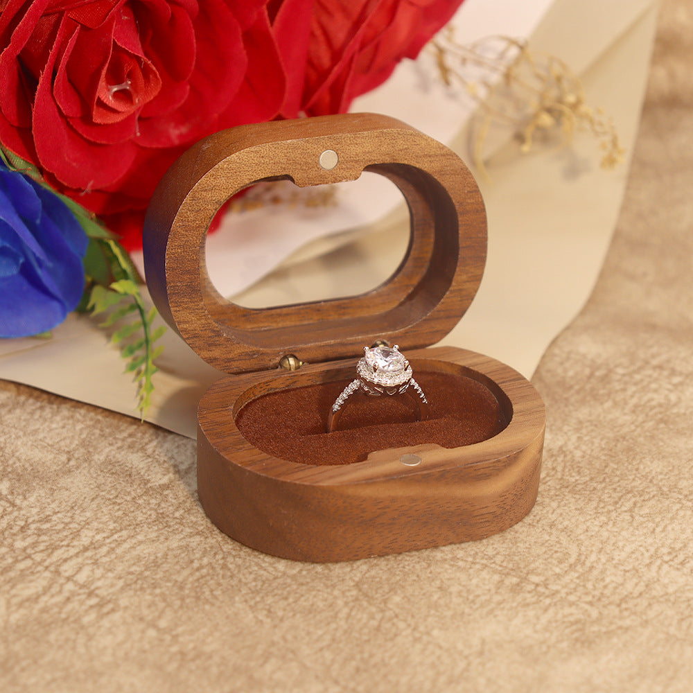 Walnut Wood Jewelry Storage Box with Oval Window