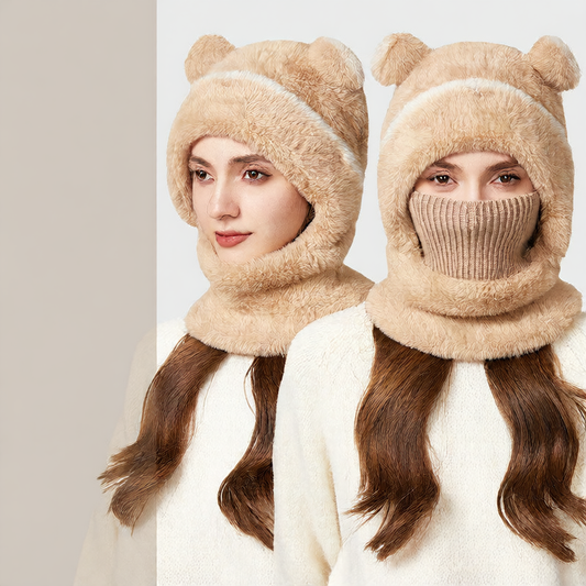 Warm Knitted Hat Scarf Mask Set