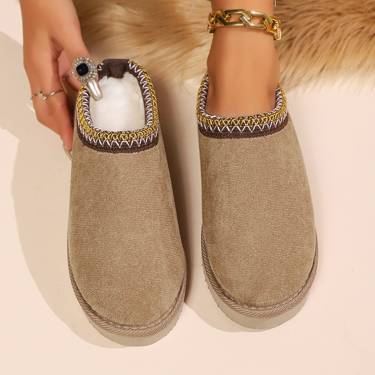 Warm plush slippers