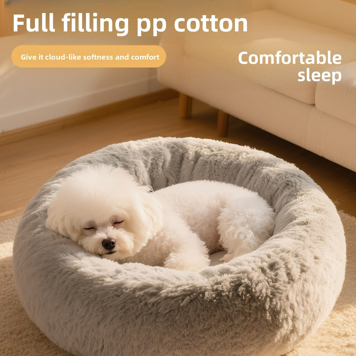 Warm, Thickened, Long-Haired Dog Bed
