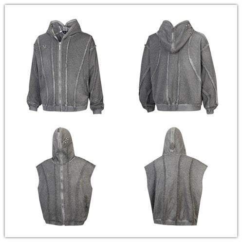 Washable Zippered Hooded Pullover