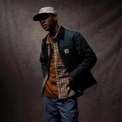 Washed and aged lapel jacket work coat