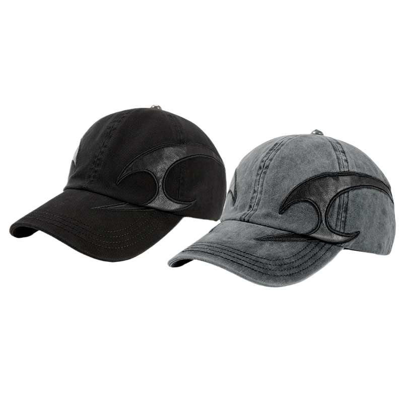 Washed and distressed denim baseball cap