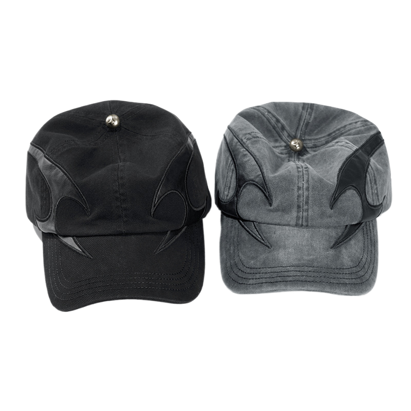 Washed and distressed denim baseball cap