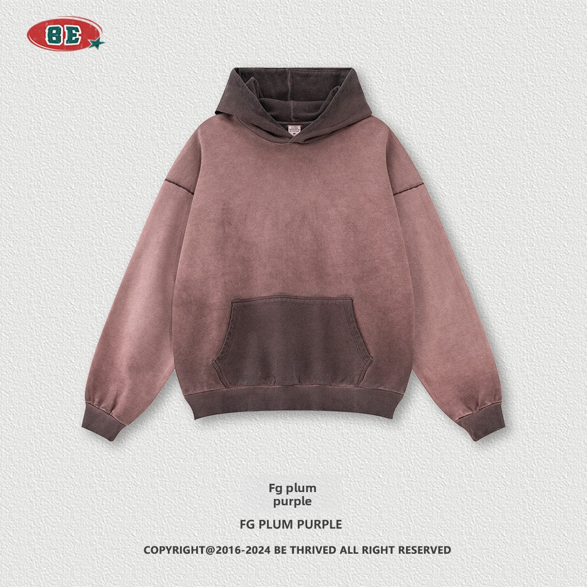 Washed Contrasting Retro Hooded Sweatshirt