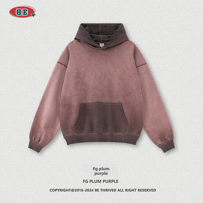 Washed Contrasting Retro Hooded Sweatshirt