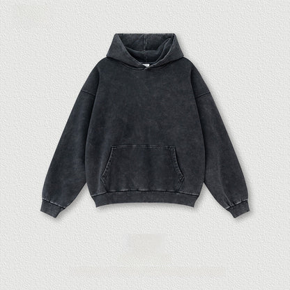Washed Contrasting Retro Hooded Sweatshirt