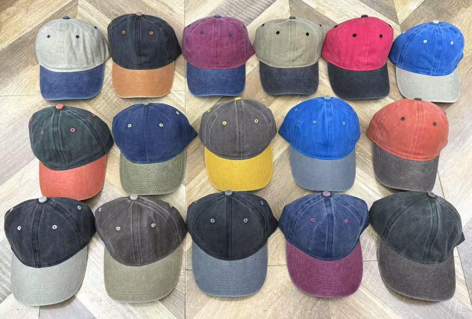 Washed Cotton Color Block Baseball Cap
