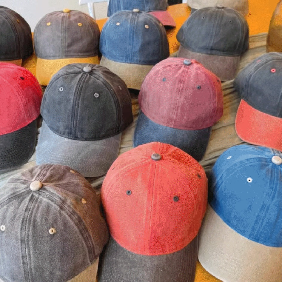 Washed Cotton Color Block Baseball Cap