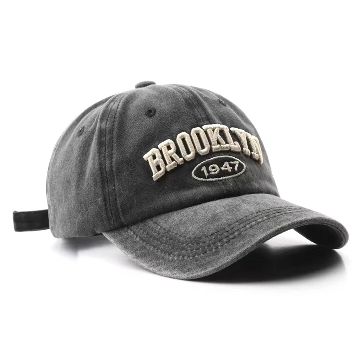 Washed Cotton Embroidered Letter Baseball Cap
