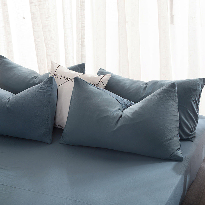 Washed Cotton Pillowcase Solid Color Minimalist