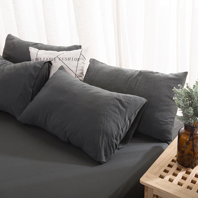 Washed Cotton Pillowcase Solid Color Minimalist