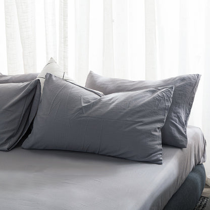 Washed Cotton Pillowcase Solid Color Minimalist