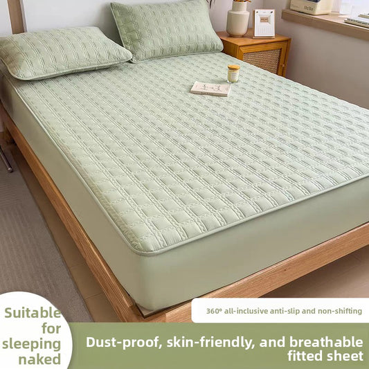 Washed Cotton Quilted Fitted Bed Sheet