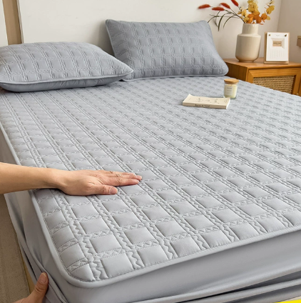 Washed Cotton Quilted Fitted Bed Sheet