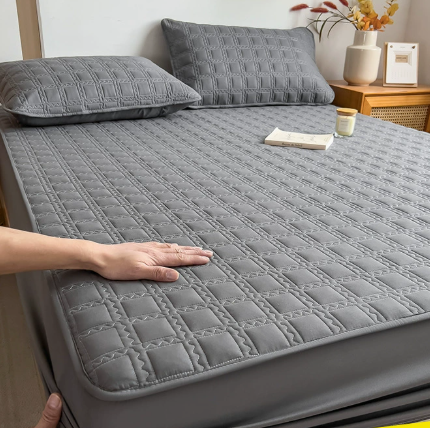 Washed Cotton Quilted Fitted Bed Sheet