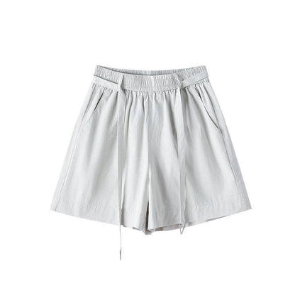 Washed Cotton Shorts Women Casual Loose Fit Wide-Leg