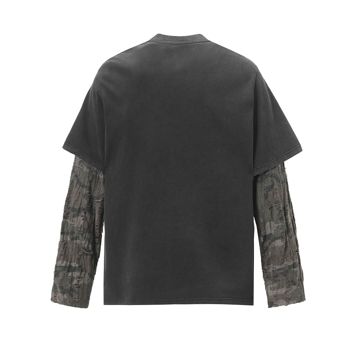 Washed cotton T-shirt with long sleeves