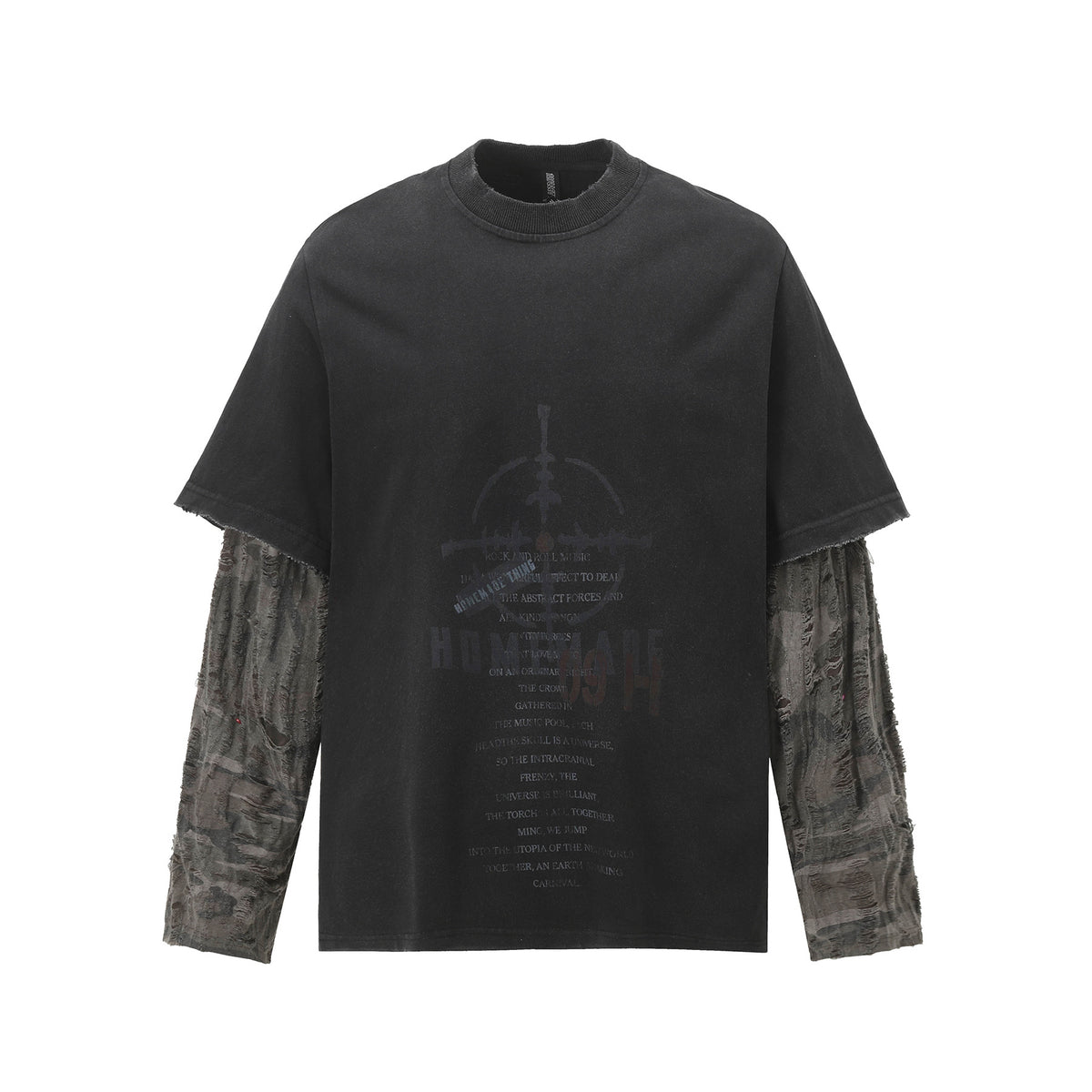 Washed cotton T-shirt with long sleeves