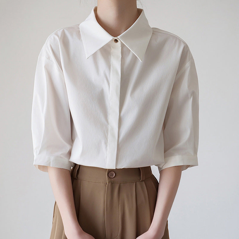 Washed cotton white shirt for women in summer