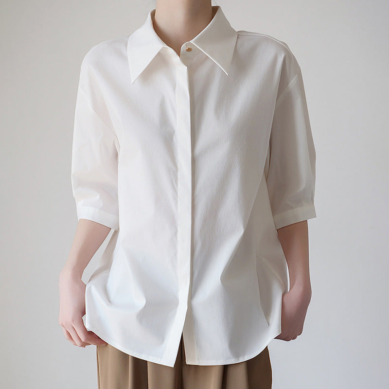 Washed cotton white shirt for women in summer
