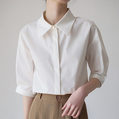 Washed cotton white shirt for women in summer