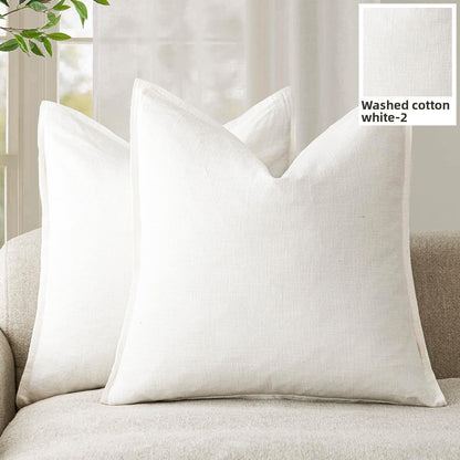 Washed Cotton Wide-Brim Solid Color Pillowcase for Living Room Sofa Bedroom