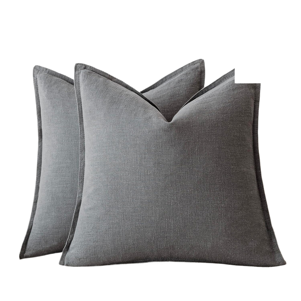 Washed Cotton Wide-Brim Solid Color Pillowcase for Living Room Sofa Bedroom