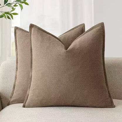 Washed Cotton Wide-Brim Solid Color Pillowcase for Living Room Sofa Bedroom