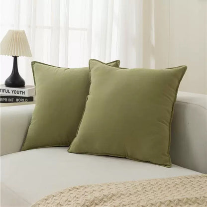 Washed Cotton Wide-Brim Solid Color Pillowcase for Living Room Sofa Bedroom
