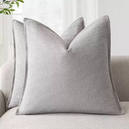 Washed Cotton Wide-Brim Solid Color Pillowcase for Living Room Sofa Bedroom