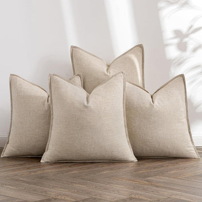 Washed Cotton Wide-Brim Solid Color Pillowcase for Living Room Sofa Bedroom