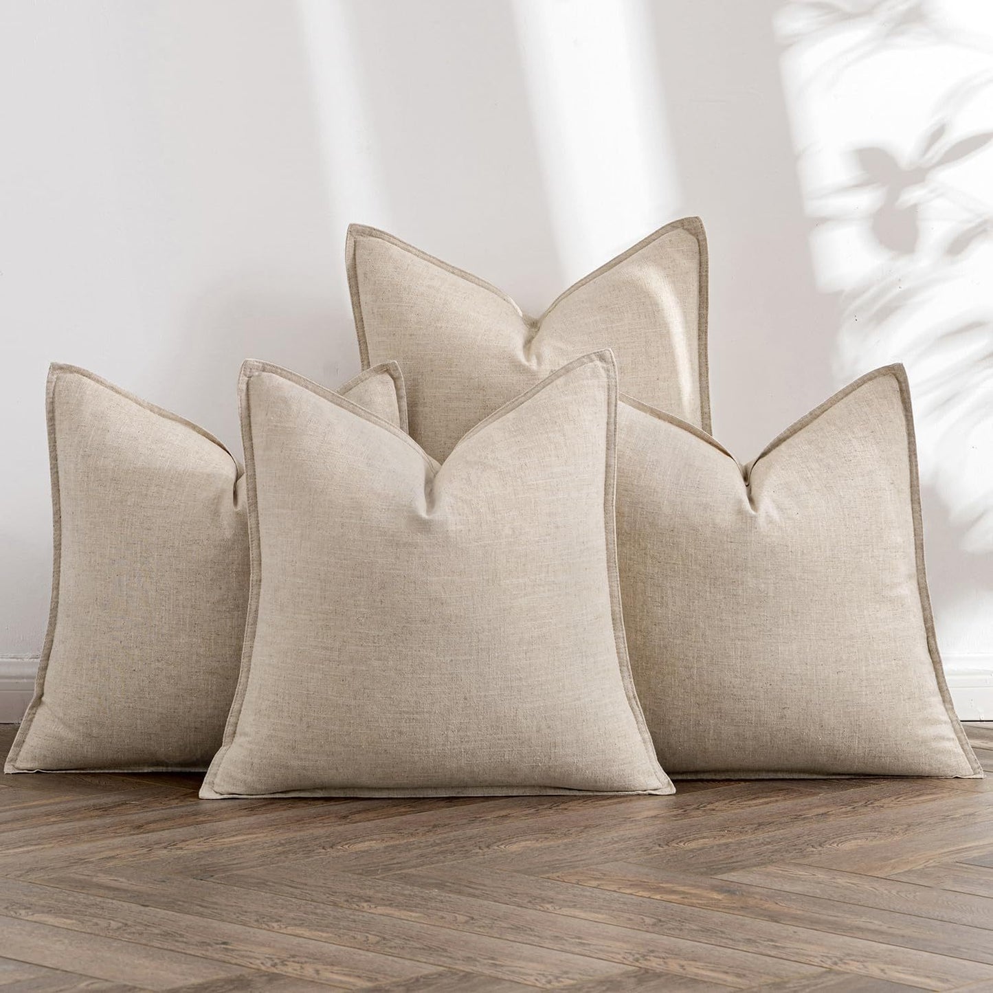 Washed Cotton Wide-Brim Solid Color Pillowcase for Living Room Sofa Bedroom