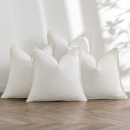 Washed Cotton Wide-Brim Solid Color Pillowcase for Living Room Sofa Bedroom