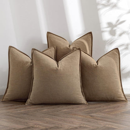 Washed Cotton Wide-Brim Solid Color Pillowcase for Living Room Sofa Bedroom