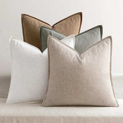 Washed Cotton Wide-Brim Solid Color Pillowcase for Living Room Sofa Bedroom