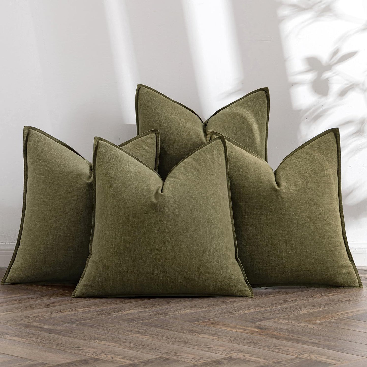 Washed Cotton Wide-Brim Solid Color Pillowcase for Living Room Sofa Bedroom