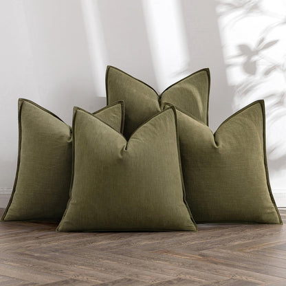 Washed Cotton Wide-Brim Solid Color Pillowcase for Living Room Sofa Bedroom