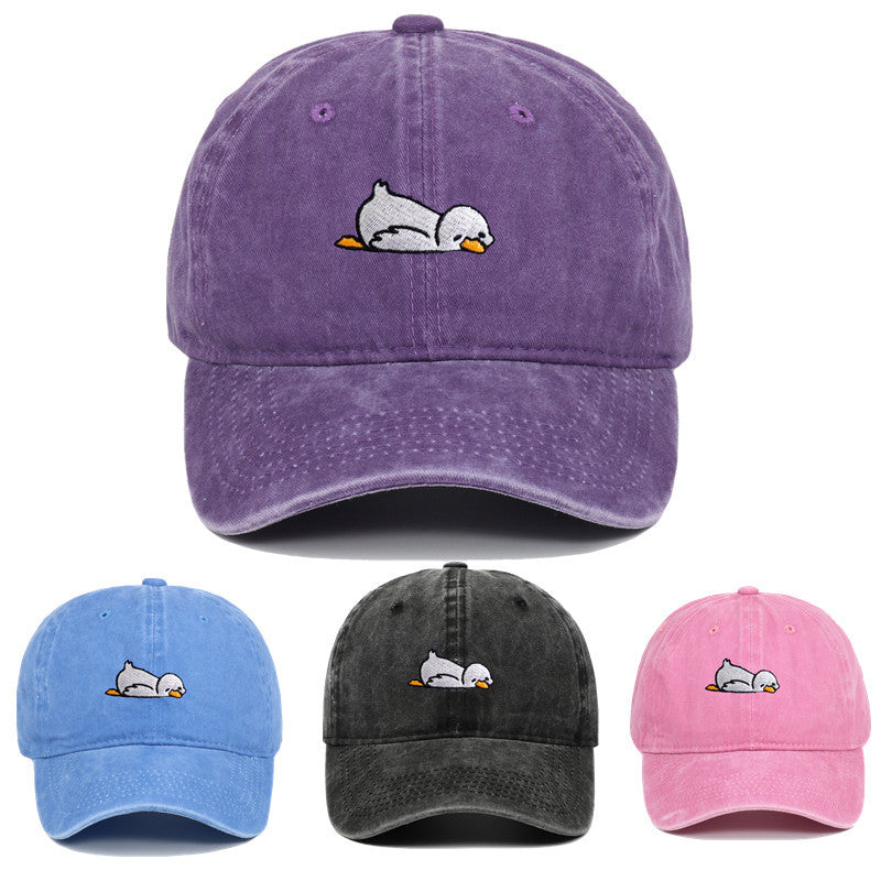 Washed denim baseball cap