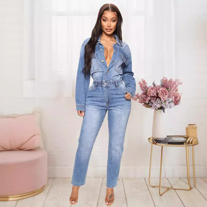 Washed Denim Overalls