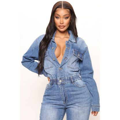 Washed Denim Overalls