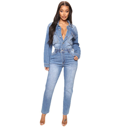 Washed Denim Overalls