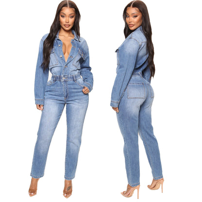 Washed Denim Overalls