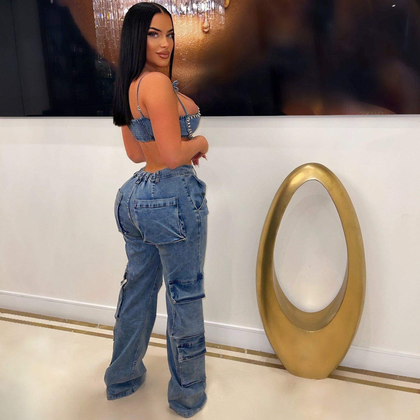 Washed Denim Pants