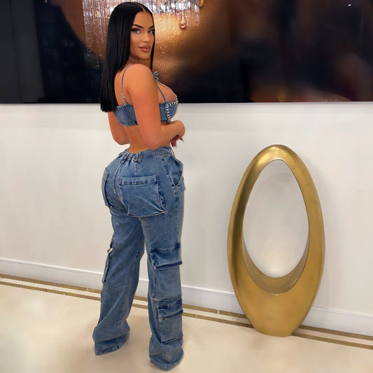 Washed Denim Pants