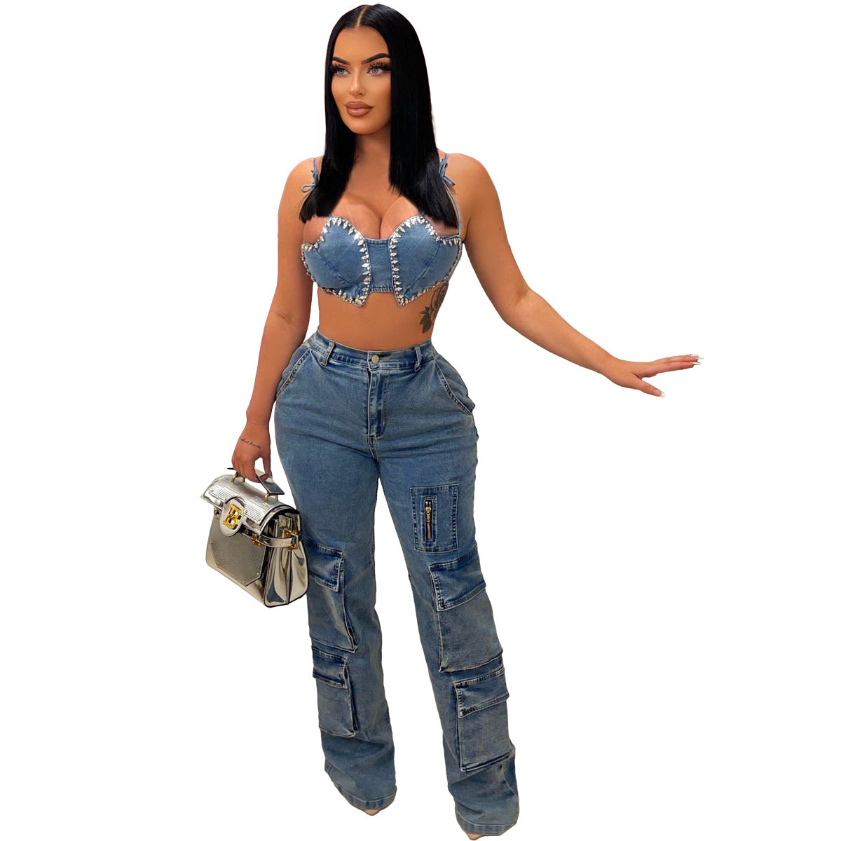 Washed Denim Pants