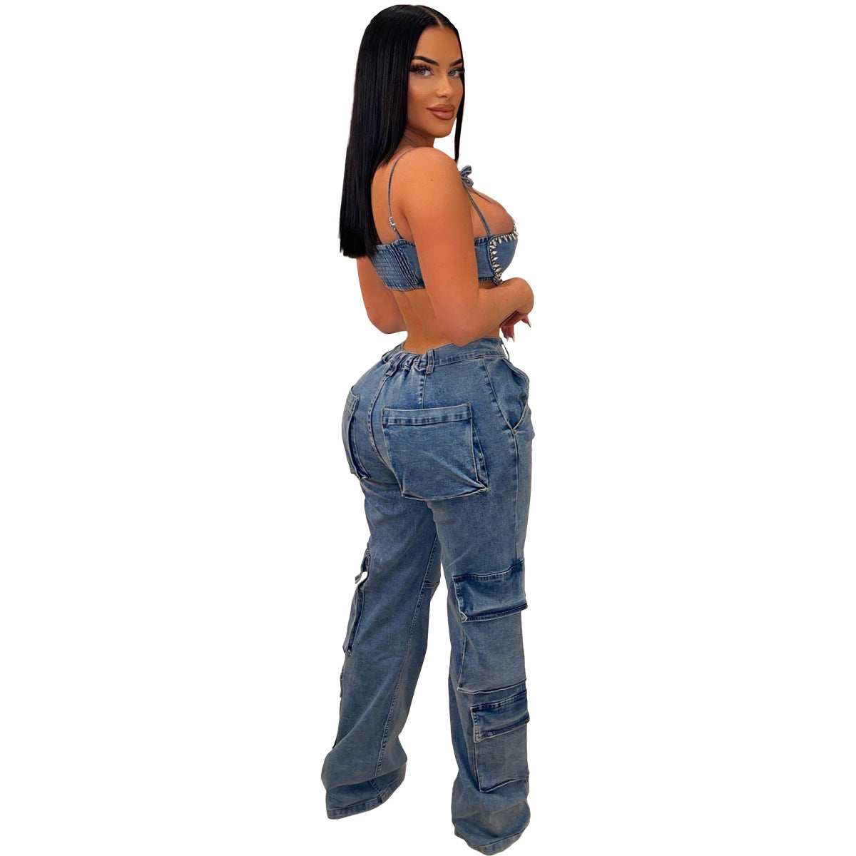 Washed Denim Pants