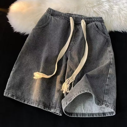 Washed Denim Shorts Men Casual Mid-Length